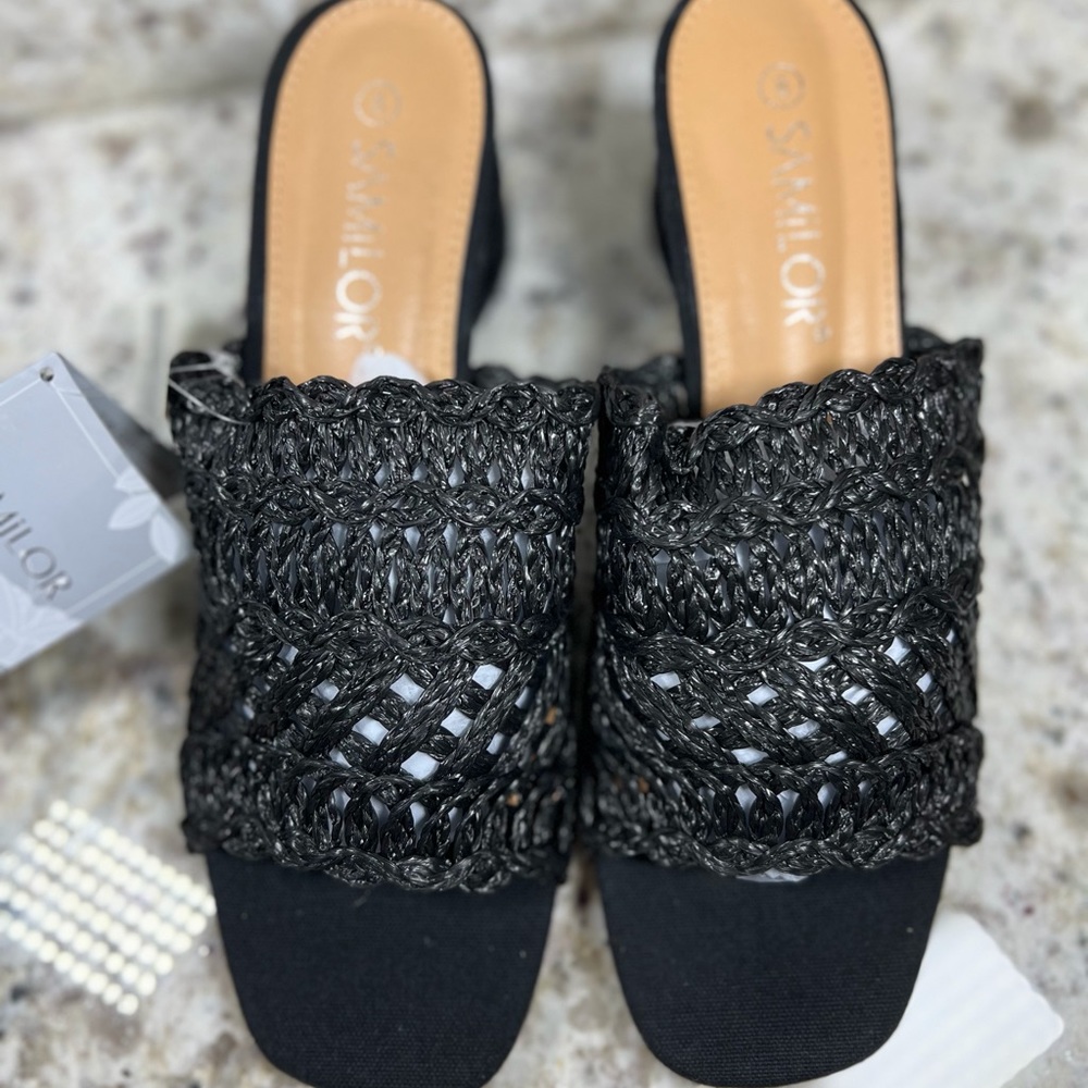 Samilor Chunky Block Heel Sandals Open Toe Basket… - image 2